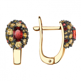 Золотые серьги Александра кл2629а-2ск-бек с фианитом и гранатом кл2629а-2ск-бек фото