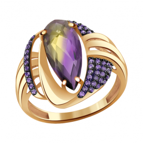 Золотое кольцо Александра кл2631-49ск-си с фианитом и аметрином кл2631-49ск-си фото