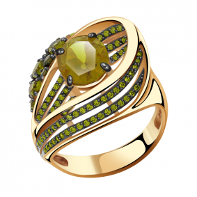 Золотое кольцо Александра кл2633-48ск-са с фианитом и султанитом кл2633-48ск-са фото