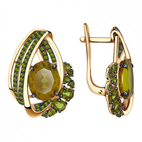 Золотые серьги Александра кл2633а-48ск-са с фианитом и султанитом кл2633а-48ск-са фото