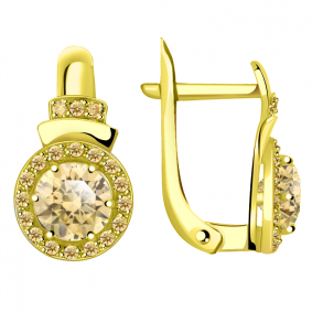 Серьги из лимонного золота Александра кл2635а-81сл с Swarovski кл2635а-81сл фото