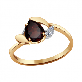 Золотое кольцо Александра кл2636-2ск с фианитом и гранатом кл2636-2ск фото