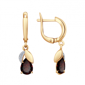 Золотые серьги Александра кл2636а-2ск с фианитом и гранатом кл2636а-2ск фото