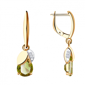 Золотые серьги Александра кл2636а-48ск с фианитом и султанитом кл2636а-48ск фото