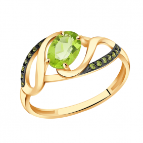 Золотое кольцо Александра кл2641-5ск-са с фианитом и хризолитом кл2641-5ск-са фото