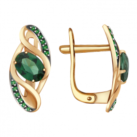 Золотые серьги Александра кл2641а-26ск-з с фианитом и турмалином кл2641а-26ск-з фото