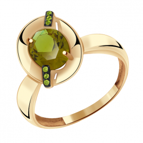 Золотое кольцо Александра кл2643-48ск-са с фианитом и султанитом кл2643-48ск-са фото