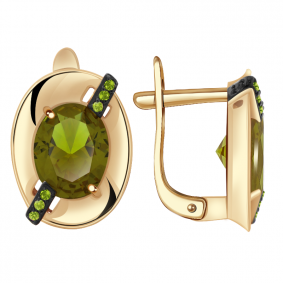 Золотые серьги Александра кл2643а-48ск-са с фианитом и султанитом кл2643а-48ск-са фото