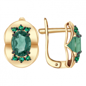 Золотые серьги Александра кл2647а-13ск-з с фианитом и кварцем кл2647а-13ск-з фото