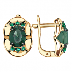 Золотые серьги Александра кл2647а-26ск-з с фианитом и турмалином кл2647а-26ск-з фото