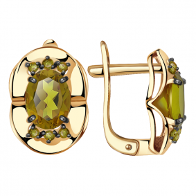 Золотые серьги Александра кл2647а-48ск-са с фианитом и султанитом кл2647а-48ск-са фото