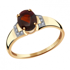 Золотое кольцо Александра кл2648-2ск с фианитом и гранатом кл2648-2ск фото