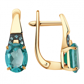 Золотые серьги Александра кл2648а-64ск-г с фианитом и Параиба кл2648а-64ск-г фото