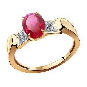 Золотое кольцо Александра кл2654-30ск с фианитом и рубиновым корундом кл2654-30ск фото
