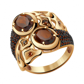 Золотое кольцо Александра кл2655-2ск-к с фианитом и гранатом кл2655-2ск-к фото