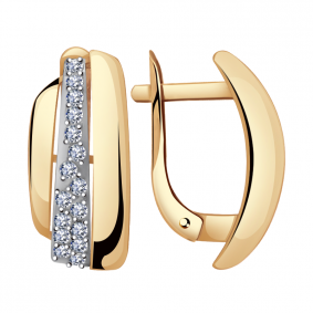 Золотые серьги Александра кл2656аск с фианитом кл2656аск фото