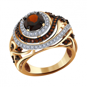 Золотое кольцо Александра кл2660-2ск-к с фианитом и гранатом кл2660-2ск-к фото