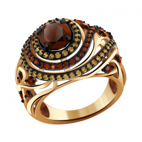 Золотое кольцо Александра кл2660-2ск-кш с фианитом и гранатом кл2660-2ск-кш фото