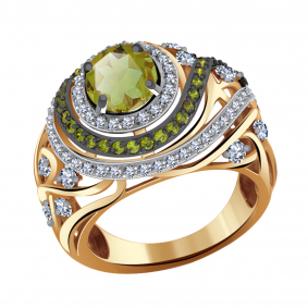 Золотое кольцо Александра кл2660-48ск-са с фианитом и султанитом кл2660-48ск-са фото