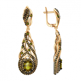 Золотые серьги Александра кл2660а-48ск-саш с фианитом и султанитом кл2660а-48ск-саш фото