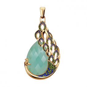 Золотая подвеска Александра кл2663б-37ск-жсф с фианитом и агатом кл2663б-37ск-жсф фото