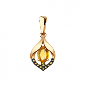 Золотая подвеска Александра кл2664б-6ск-ша с фианитом и цитрином кл2664б-6ск-ша фото