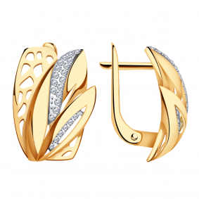 Золотые серьги Александра кл2665аск с фианитом кл2665аск фото