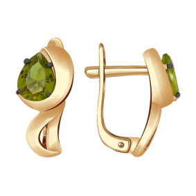 Золотые серьги Александра кл2674а-48ск с султанитом кл2674а-48ск фото