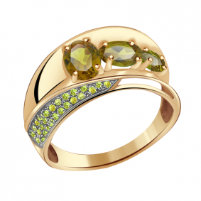 Золотое кольцо Александра кл2675-48ск-са с фианитом и султанитом кл2675-48ск-са фото
