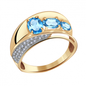 Золотое кольцо Александра кл2675-78ск с топазом и фианитом кл2675-78ск фото