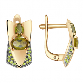 Золотые серьги Александра кл2675а-48ск-са с фианитом и султанитом кл2675а-48ск-са фото