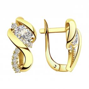 Серьги из лимонного золота Александра кл2677а-62сл с Swarovski кл2677а-62сл фото