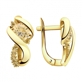 Серьги из лимонного золота Александра кл2677а-81сл с Swarovski кл2677а-81сл фото