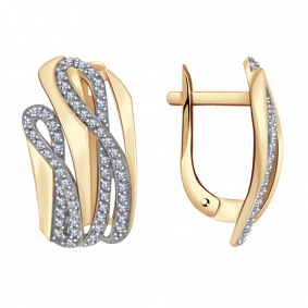 Золотые серьги Александра кл2678аск с фианитом кл2678аск фото