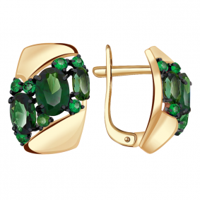 Золотые серьги Александра кл2687а-26ск-з с фианитом и турмалином кл2687а-26ск-з фото