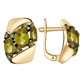 Золотые серьги Александра кл2687а-48ск с султанитом кл2687а-48ск фото