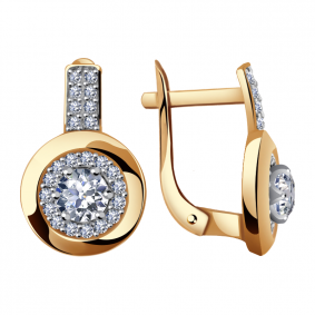 Золотые серьги Александра кл2703а-62ск с Swarovski кл2703а-62ск фото