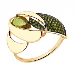 Золотое кольцо Александра кл2709-48ск-са с фианитом и султанитом кл2709-48ск-са фото