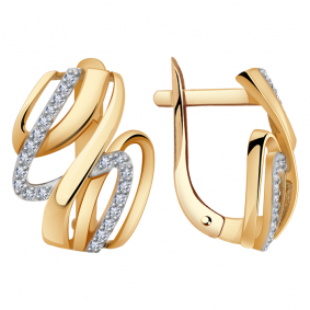 Золотые серьги Александра кл2712аск с фианитом кл2712аск фото