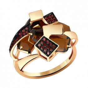 Золотое кольцо Александра кл2713-34ск-к с фианитом и гранатом кл2713-34ск-к фото