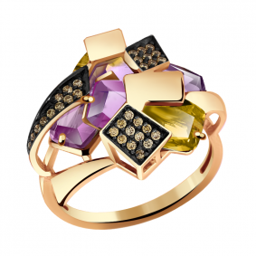 Золотое кольцо Александра кл2713-49ск-ш с фианитом и аметрином кл2713-49ск-ш фото