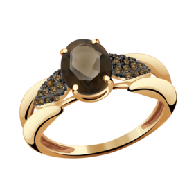 Золотое кольцо Александра кл2715-4ск-ш с фианитом и раухтопазом кл2715-4ск-ш фото