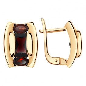 Золотые серьги Александра кл2717а-2ск с гранатом кл2717а-2ск фото