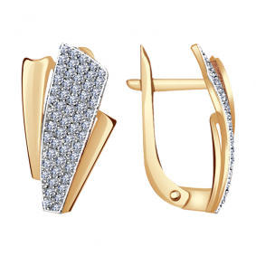 Золотые серьги Александра кл2721аск с фианитом кл2721аск фото