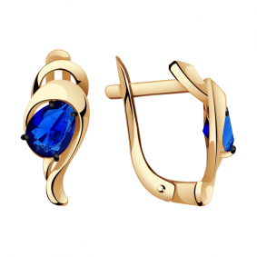 Золотые серьги Александра кл2722а-27ск с гидротермальным сапфиром кл2722а-27ск фото