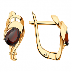 Золотые серьги Александра кл2722а-2ск с гранатом кл2722а-2ск фото