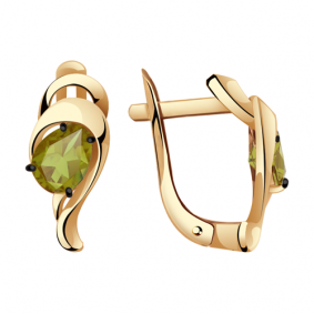 Золотые серьги Александра кл2722а-48ск с султанитом кл2722а-48ск фото