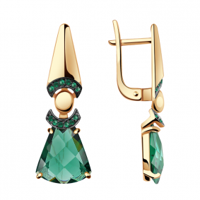 Золотые серьги Александра кл2724а-26ск-з с фианитом и турмалином кл2724а-26ск-з фото