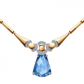 Золотое колье Александра кл2724б-63ск с топазом и фианитом кл2724б-63ск фото