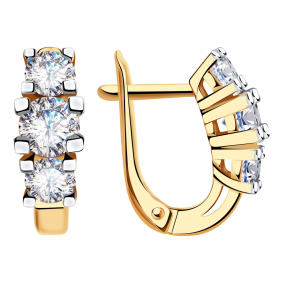 Золотые серьги Александра кл2725а-62ск с Swarovski кл2725а-62ск фото
